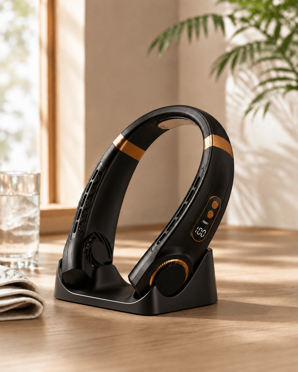 Ventilador de Cuello Recargable con Pantalla LED para Verano